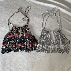 2 roxy open back tie crop tops